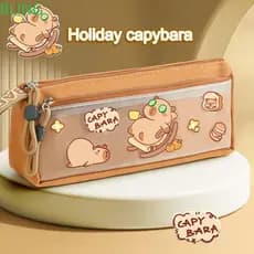 Bolsa Para Lápis BLING , Capivara/Panda Resistente À Sujeira , Caneta Triangular De Grande Capacidade