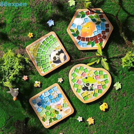 EXPEN1 Kit De Porta-Copos De Mosaico DIY , Pacote De Material De Tapete De Copo Feito Por Você Mesmo Para Desenvolviment