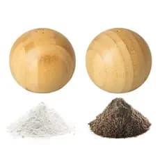 Saleiro + Pimenteiro Esfera Bambú Natural Cozinha