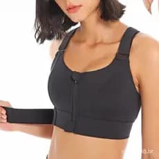Top Alta Sustentação/ Soutien Esportivos / Top Alto Impacto/ Sutiã Top academia；Crop Top Yoga Colete Frontal Com Zíper P