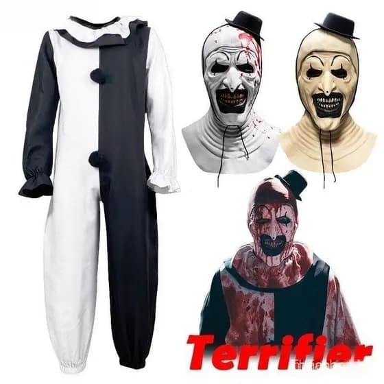 Máscara de Palhaço Sangrento e Assustador de Fantasia de Horror Máscara de Festa de Halloween para Adultos e Crianças TC