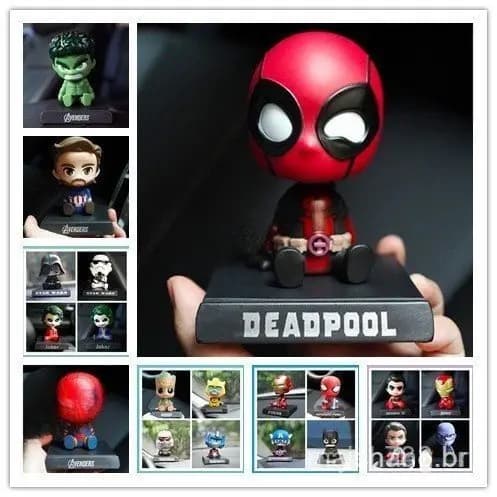 Vingadores Deadpool balanço boneca ornamentos de carro cabeça móvel boneca Anime móvel modelo brinquedo boneca brinquedo