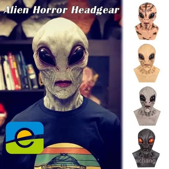 Cabeça De Látex De Alienígenas Para Fantasia De Halloween