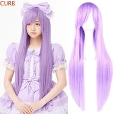 CURB Cabelo Sintético Longo , Perucas De Cosplay De Halloween Com Resistência Ao Calor De 80cm , Peruca Reta De Anime Lo