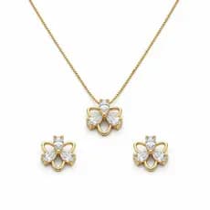 Conjunto Feminino Flor Banhado a Ouro 18K Colar + Brincos