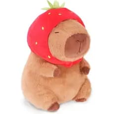 RichRabbit Cute Capivara Plush – Bicho De Pelúcia Macio De 9 Polegadas Usando Um Chapéu De Morango Adorável Presente De