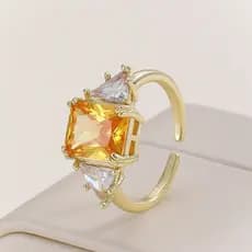 Fedsolife anel ajustável colorido pedra preciosa diamante quadrado Retro luz luxo moda feminina cristal não desbota