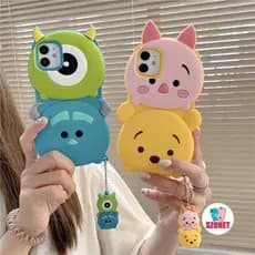 Empilhando Bonecos Fofo Desenho Animado Silicone A Prova De Choque Capa De Celular Com Pingente Para iPhone 13 12 11