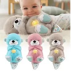 Brinquedos de pelúcia que respiram, lontra/elefante/coala/Ursos Respiratórios, brilho/apaziguar boneca do sono do bebê,