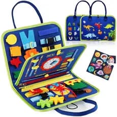 Quadro de Atividades Montessori para Crianças - Brinquedo Sensorial com Zíperes, Botões e Fivelas para Desenvolver Habil