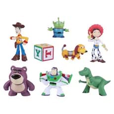 Conjunto de 8 figuras de Toy Story: Buzz Lightyear, Woody, Jessie, Rex, Spring Dog, Alien, Lotso. Bonecos articulados em