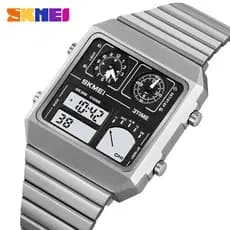 SKMEI 2198 À Prova D'água Digital Aço Inoxidável Termômetro Relógio Esportivo Masculino Lazer Negócios Eletrônico LED