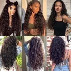 Aplique de cabelo longo e cacheado com 5 presilhas, feixe de cabelo sintético integrado para adicionar volume, 22 polega