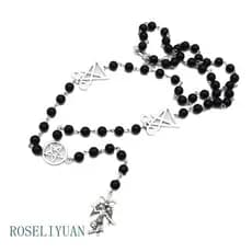 Colar de Rosário ROS BaPhomet com Emblema do Satanás Leviathan Lúcifer
