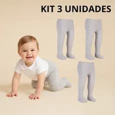 Kit 3 Meia Calça Infantil Bebê Menina Grossa Quentinha Algodão Macia Para Frio 0 a 3 Anos