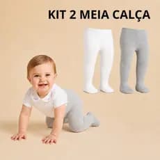 Kit 2 Meia Calça Infantil Bebê Menina Grossa Quentinha Algodão Macia Para Frio 0 a 3 Anos