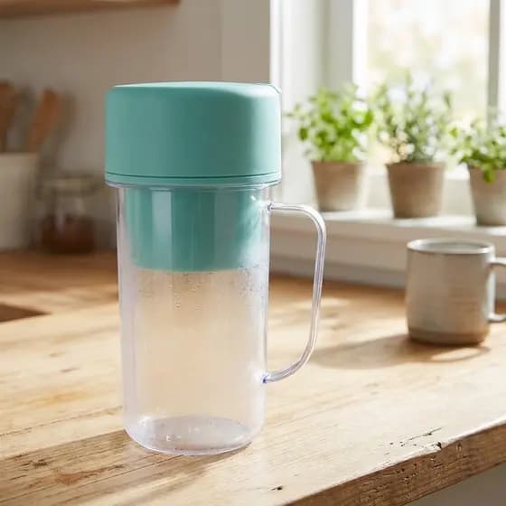 Copo Caneca Liquidificador Mini Juicer 420ML 6 Laminas Com Tampa E Canudo Recarregavel Portatil Suco Shake Saudavel