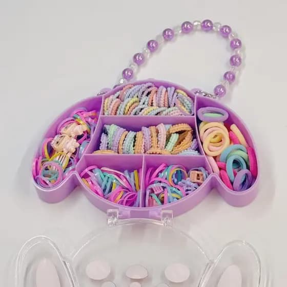 Acessorios De Cabelo Infantil Com Maletinha Organizadora Coelho Presilhas Tematicas Fofas Elasticos Penteado Menina