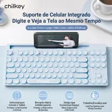 chilkeyTeclado de Escritório com Suporte de Celular | 87 Teclas, Plug & Play, Silencioso para Trabalho e Estudo
