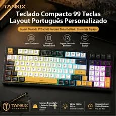 Tankix Teclado ABNT2 99 Teclas PBT RGB Silencioso Uso Diário Jogos Escritório
