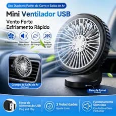 360° Rotatable USB Car Cooling Fan 3 Speed Silent Dual Use Vent Dashboard Mount Auto Cooler for Summer Car Interior