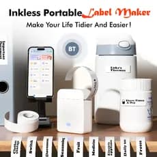 Portable Thermal Sticker Label Printer for Beginners, Equipped with 1 Roll White Label Paper, Multi-Purpose Label Maker