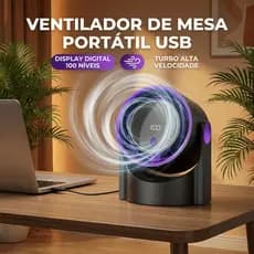 Ventilador de Mesa Clip Portátil Digital 4 Velocidades 360° Ajustável, Vários Modelos para Cozinha Escritório Viagem ao