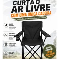 cadeira camping dobravel 120kg Com Porta Copos e Apoio de Costas Para Camping, Pesca, Praia e Jardim