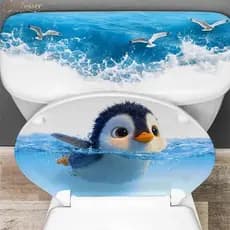 BabyShower Criativo Autoadesivo Pinguim Bonito Vaso Sanitário Stiers À Prova D'água Decalques De Banheiro Decoração