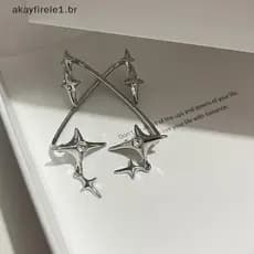 akayfirele1 1 Par De Brincos De Punho De Orelha Com Clipe De Estrela Da Moda Para Mulheres Zircônia Sem Piercing Moderno