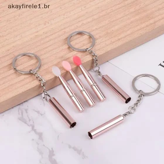 akayfirele1 1 Pçs Multifuncional Silicone Lábio Escova Portátil Com Capa Chaveiro À Prova De Poeira Lipsti Sombra De Olh