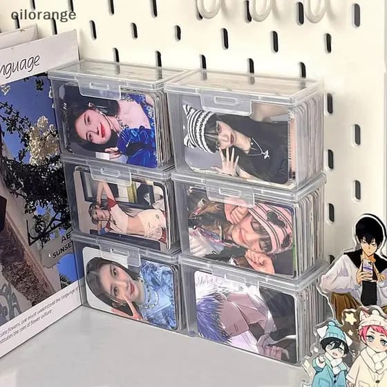 OLL Nova Caixa De Armazenamento De Plástico Transparente Photocards Pequeno Cartão Organizador De Mesa Classificação Pap