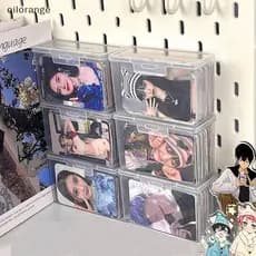 OLL Nova Caixa De Armazenamento De Plástico Transparente Photocards Pequeno Cartão Organizador De Mesa Classificação Pap