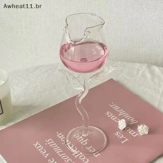 Awheat11 Copos De Vinho Tinto Em Forma De Rosa Copo Com Folhas Coloridas 150/400ml
