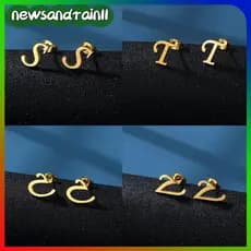 NN INS Aço Inoxidável Luy Az 26 Letra Do Alfabeto Brinco À Prova D'água Brincos Cravejados De Ouro Jóias Presente BR