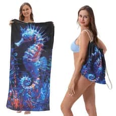 80X160cm Tamanho Grande Dobrável Praia Toalha Mochila Armazenamento Integrado Praia Toalha Integrada Bolsa Portátil