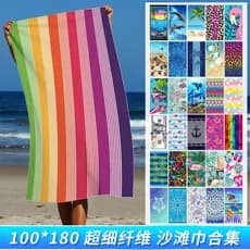 Toalha de praia de 100 * 180 cm Toalha de banho de microfibra impressa Toalha de praia de tamanho grande