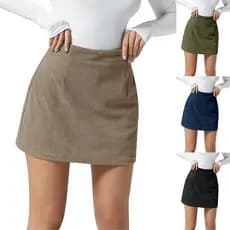 Mini saia de veludo feminino Casual cintura alta A linha primavera verão outono magro saia lápis curta