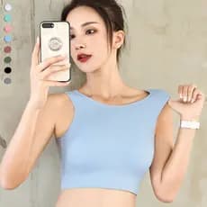 Senhoras tamanho grande gaze bela volta reunião Yoga sutiã esportivo Fitness à prova de choque integrado colete roupa in
