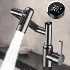 Torneira de aço inoxidável 304 de alta qualidade lavatório multifuncional braço robótico água quente e fria Display Digi