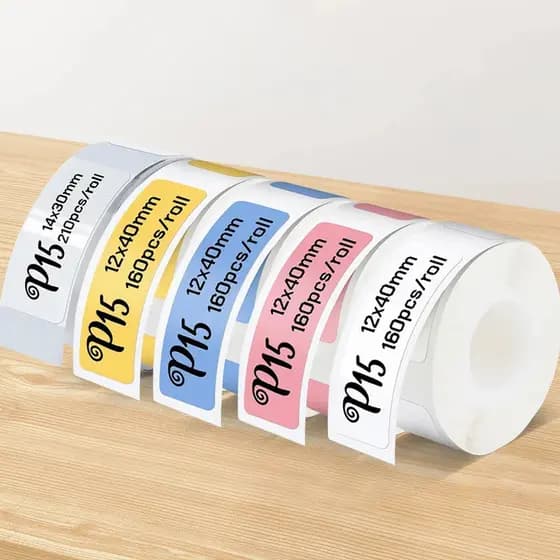 Rolo De Papel P15 15x40 Adesivo Térmico 12x40 15x30 Fita De Impressora Térmica Etiqueta Transparente