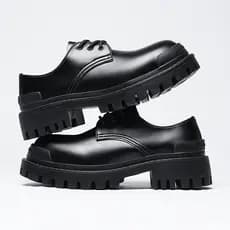 Sapatos derby De Couro Genuíno Paris Com Bico Grande Para Homens , Martin De Cano Baixo E Mulheres