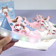 Primavera outono novo estilo dos desenhos animados arco gato luminoso tênis infantis grande vibração eletrônica moda ilu