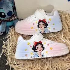 Sapatos brancos pequenos dos desenhos animados impressão UV princesa meninas crianças sapatos bonitos sapatos infantis