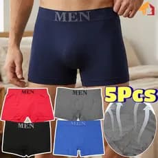 5 Pçs Estiramento Anti-Pilling Carta Impressa Cuecas Boxer Masculinas De Cintura Média-Deformação Costura Suave Para Des