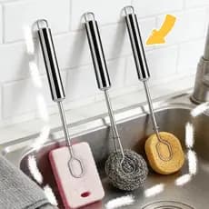 Clipe De Alça De Escova De Esponja De Aço Inoxidável-Suporte De Purificador De Cozinha De Cabeça Substituível-Aperto Erg