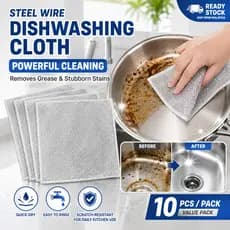 Pano de Limpeza de Cozinha em Aço para Lavar Louça |   Toalha de Limpeza para Panelas e Pratos Sem Riscos, Removedor de