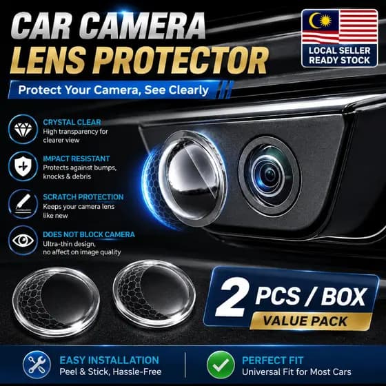 Protetor Universal de Lente de Câmera Automotiva - 360 °   Capa para Câmera de Ré com Película Anti-Risco e Resistente a
