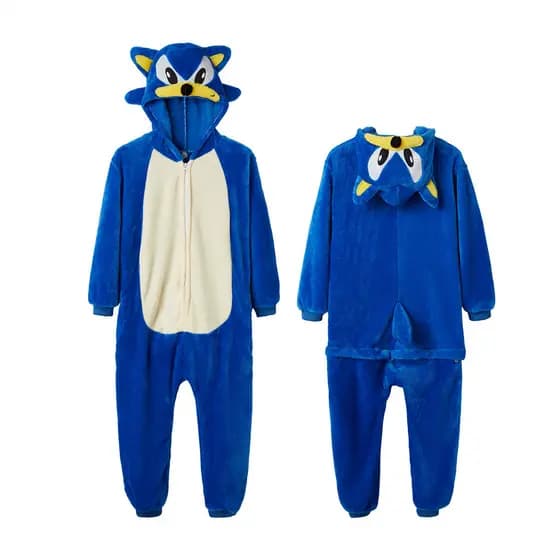 Kigurumi Sonic Cartoon Animal Cosplay Trajes Pijamas De Flanela Macacões Para Natal E Halloween