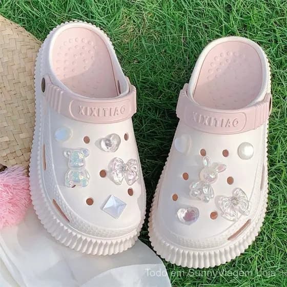 Chinelo Feminino De Verão Com Sola Grossa De Cristal De Desenho Animado Coelhinho Da Páscoa
